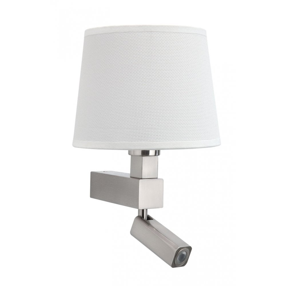 Bahia Multifunctional Wall Light In Satin Nickel With Round White Shade M5234/5237
