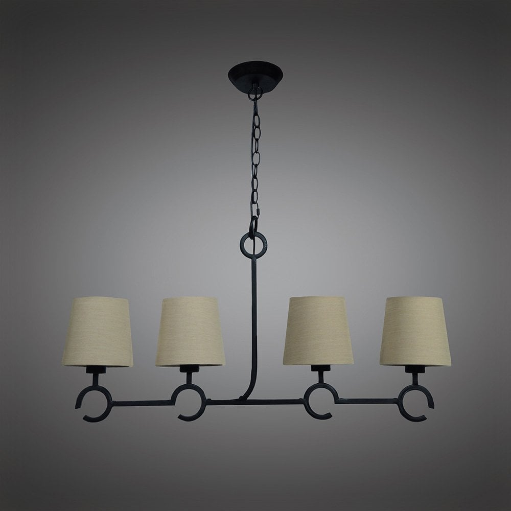 Argi 4 Light Ceiling Bar Pendant In Brown Oxide With Sand Coloured Shades M5212