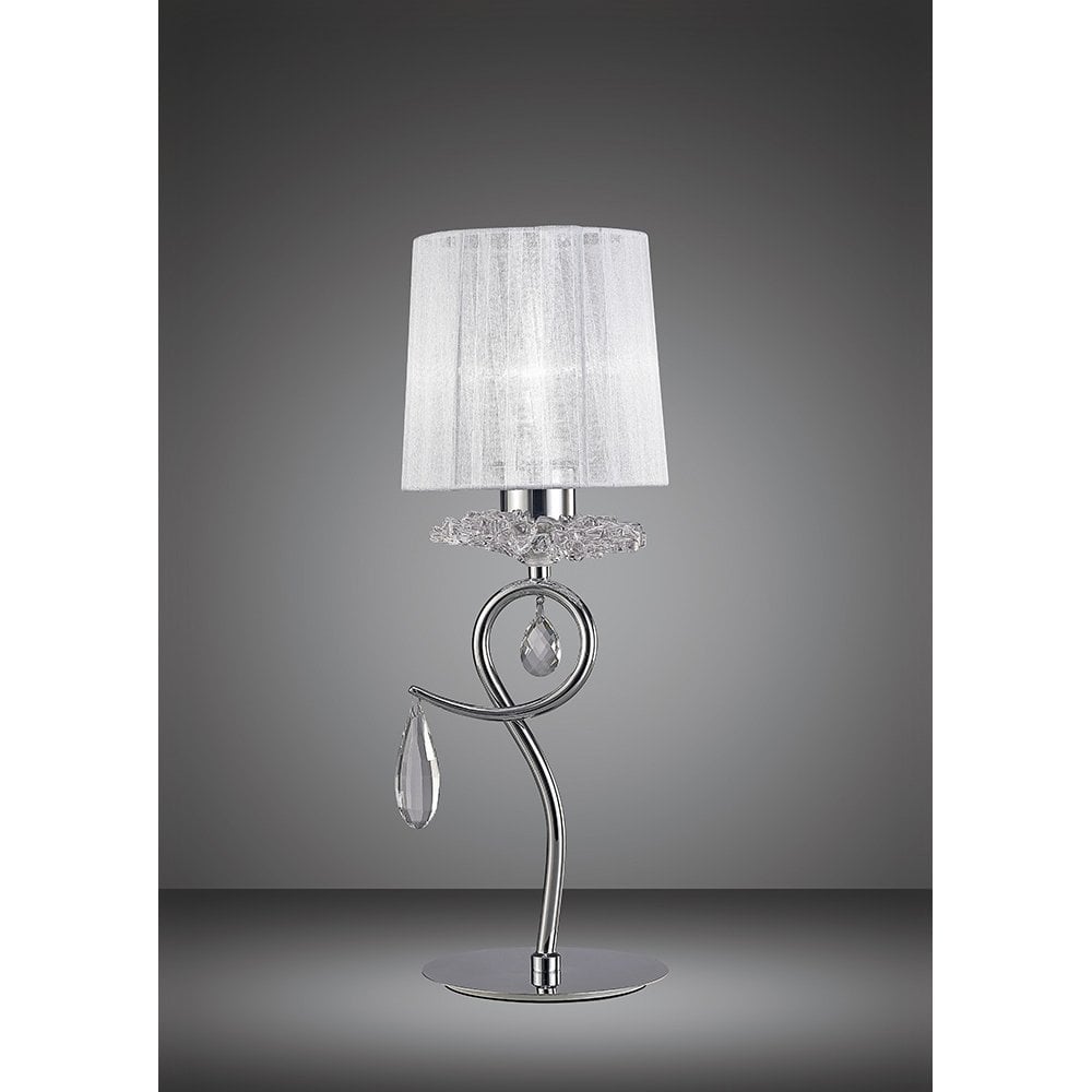 Louise Elegant Single Table Lamp In Chrome Finish With White Shade M5279