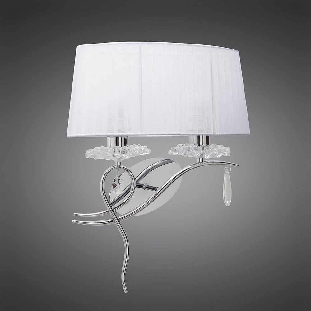 Louise Elegant Twin Wall Light In Chrome Finish With White Shade M5276