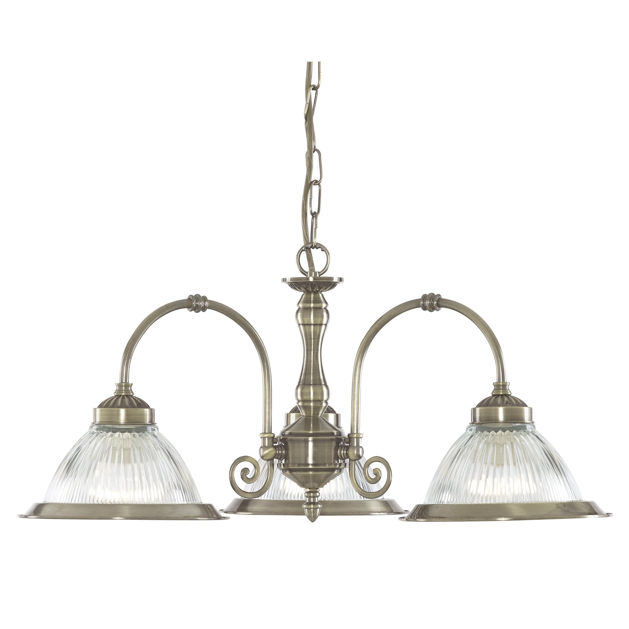 American Diner 3 Light Ceiling Pendant Light In Antique Brass Finish 9343-3