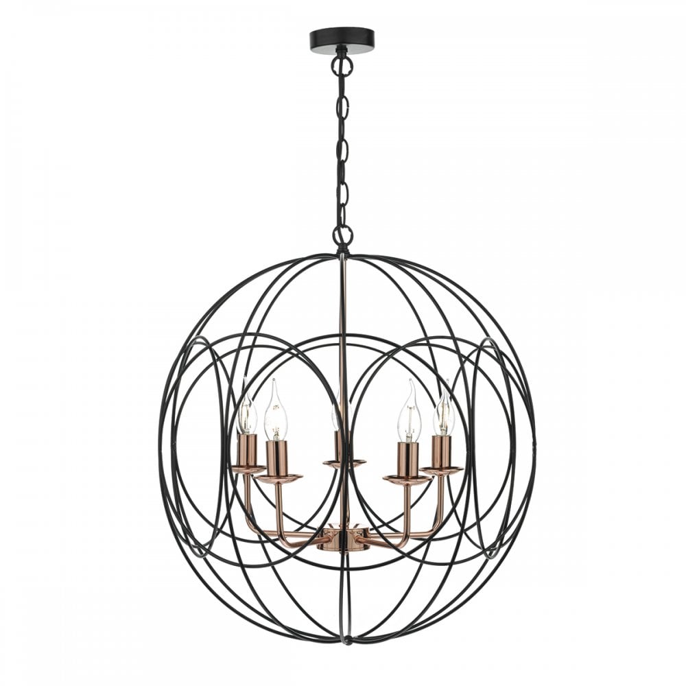 Phoenix Stylish 5 Light Ceiling Pendant Light In Black And Copper Finish PHO0522