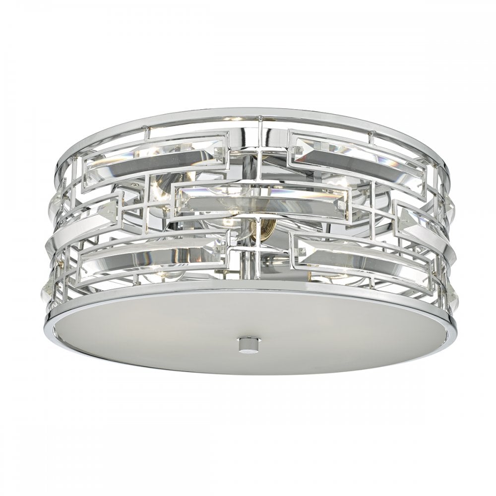 Seville Crystal 3 Light Flush Ceiling Light In Polished Chrome Finish SEV5250