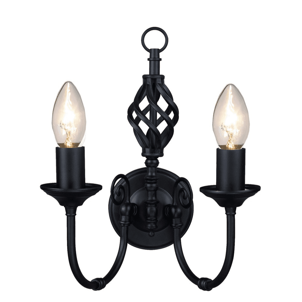 Classic 2 Light Twin Knot Twist Wall Light In Black Finish