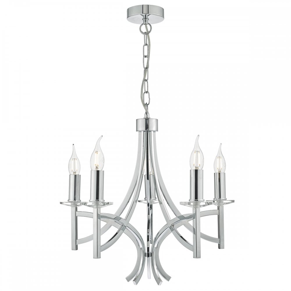 Lyon Stylish 5 Light Ceiling Chandelier In Polished Chrome Finish LYO0550
