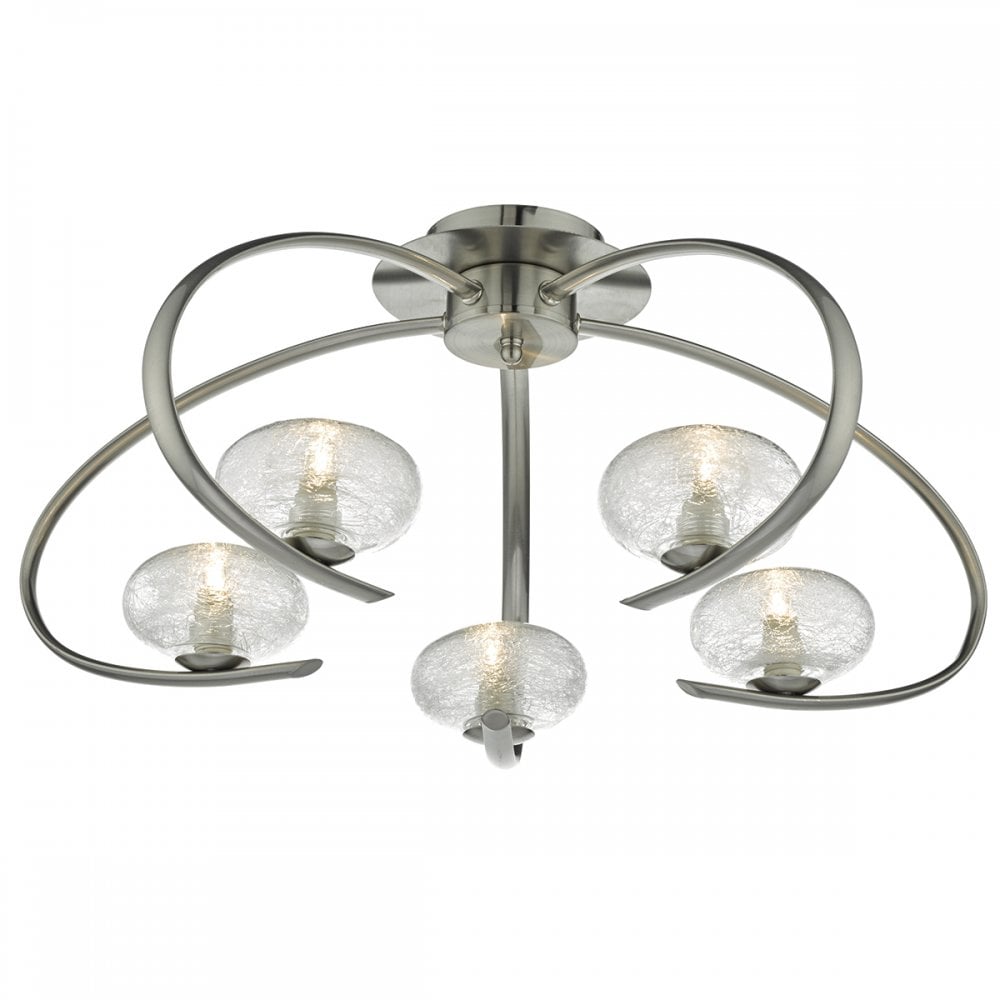 Leighton Decorative 5 Light Semi Flush Ceiling Light In Satin Chrome Finish LEI5446