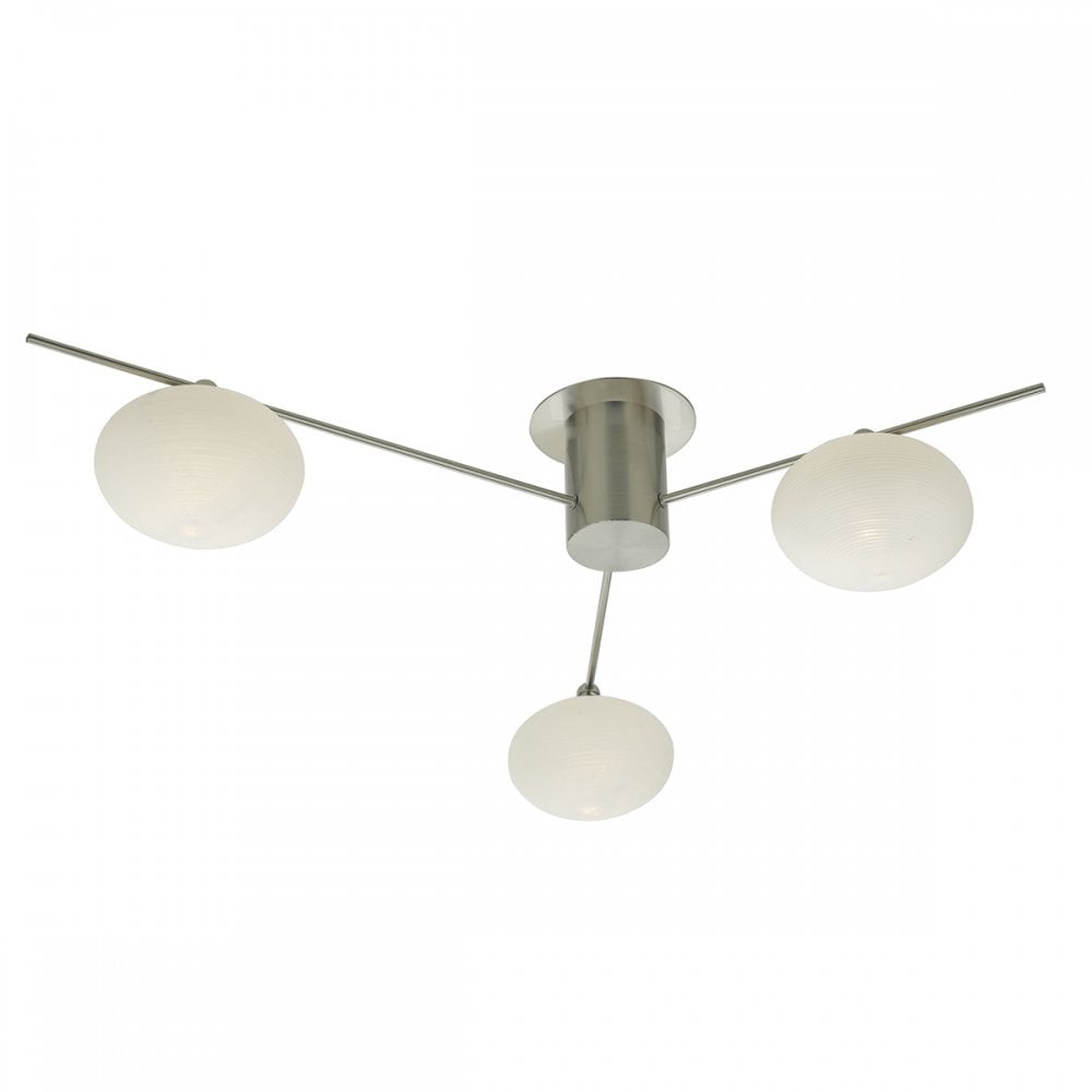 Jasper Modern 3 Light Semi Flush Ceiling Light In Satin Chrome Finish JAS5346