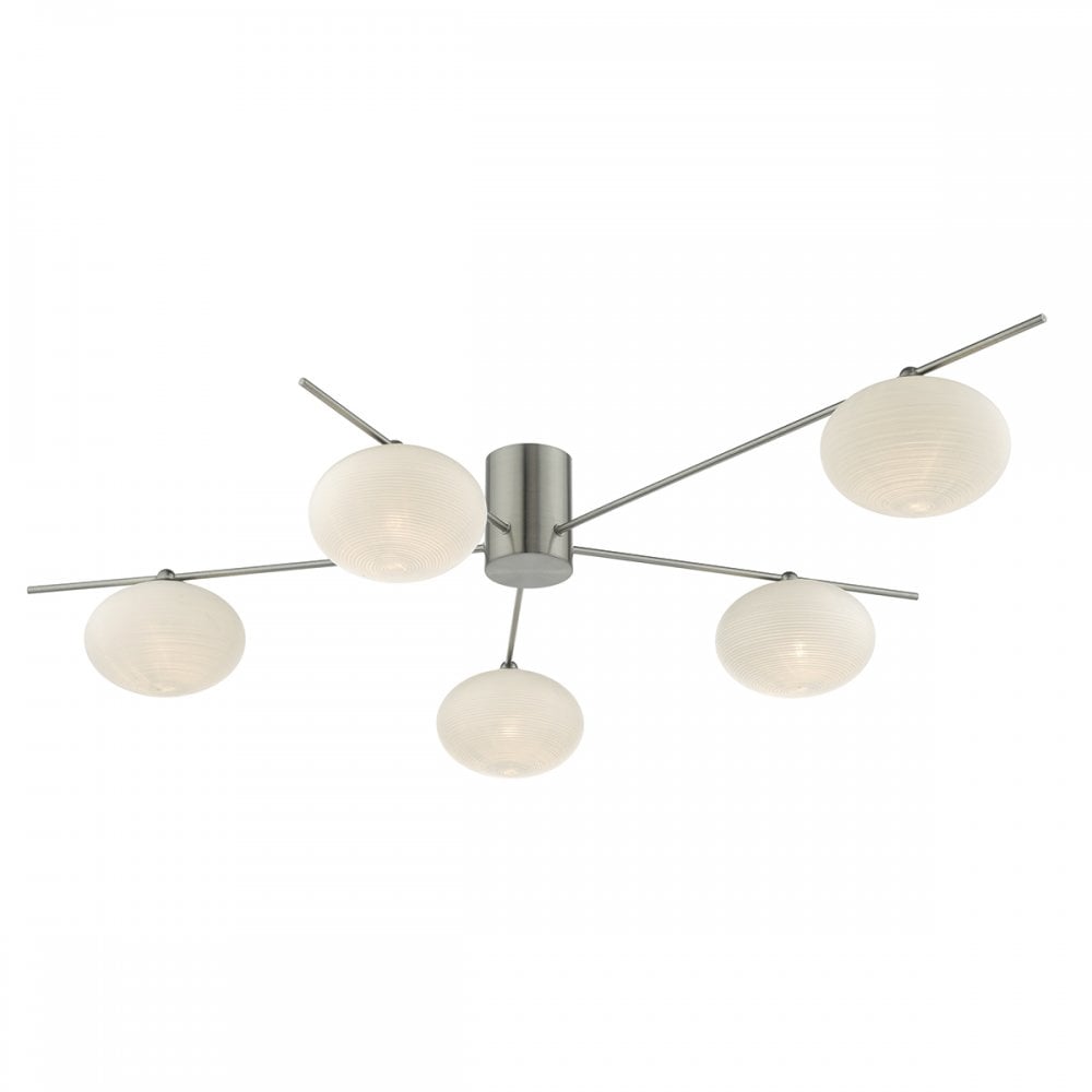 Jasper Modern 5 Light Semi Flush Ceiling Light In Satin Chrome Finish JAS5446