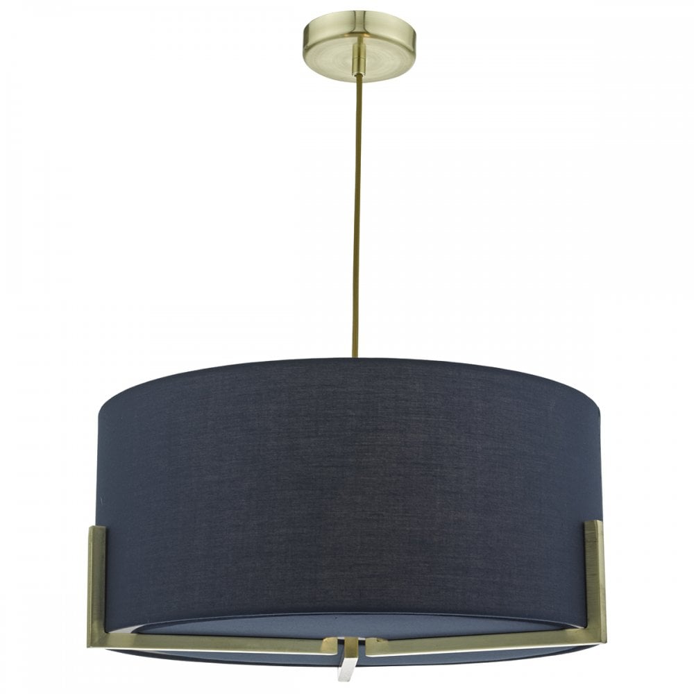 Santino Modern Ceiling Pendant Light In Gold With Navy Satin Shade SAN0323