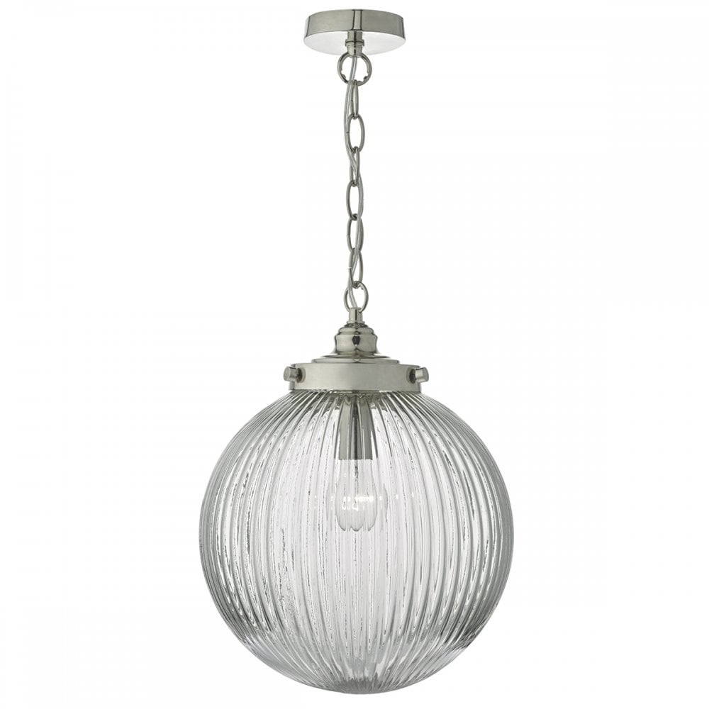 Tamara Classic Ceiling Pendant Light With Clear Ribbed Glass Shade TAM0138