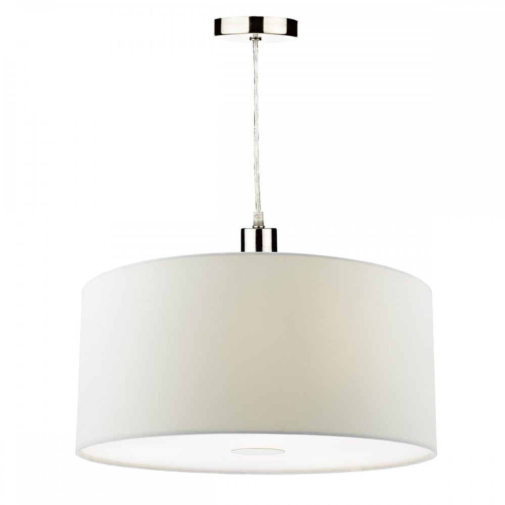 Ronda Modern Medium White Faux Silk Drum Easy Fit Ceiling Pendant RON652