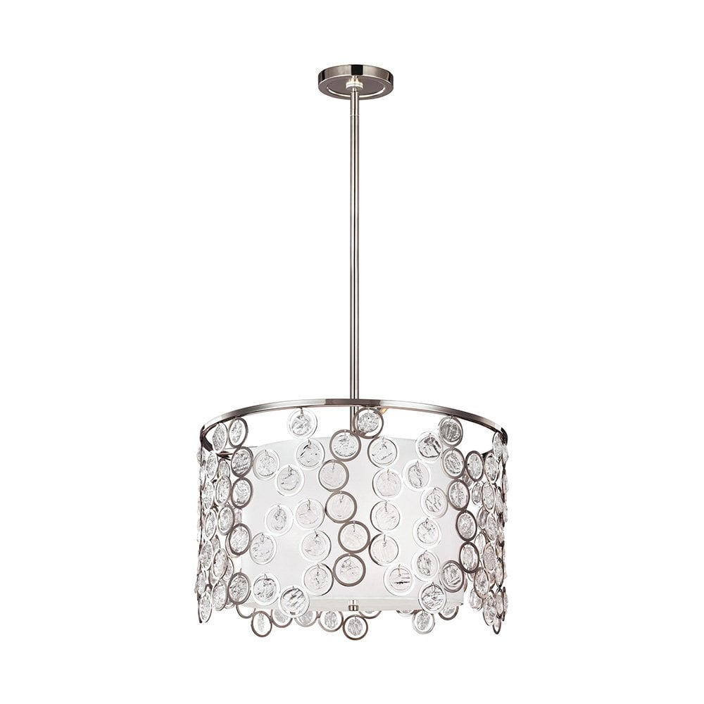 Lexi Stylish Textured Crystal Ceiling Pendant Light In Polished Nickel Finish FE/LEXI/P