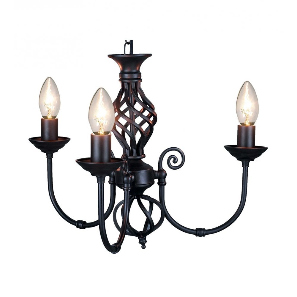 CLASSIC 3 WAY CEILING LIGHT PENDANT LIGHT FITTING IN BLACK FINISH
