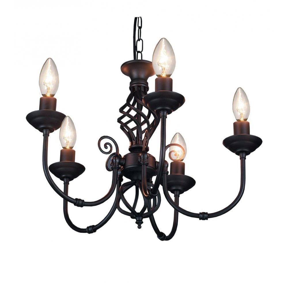 Classic 5 Light Ceiling Pendant Light In Black Finish