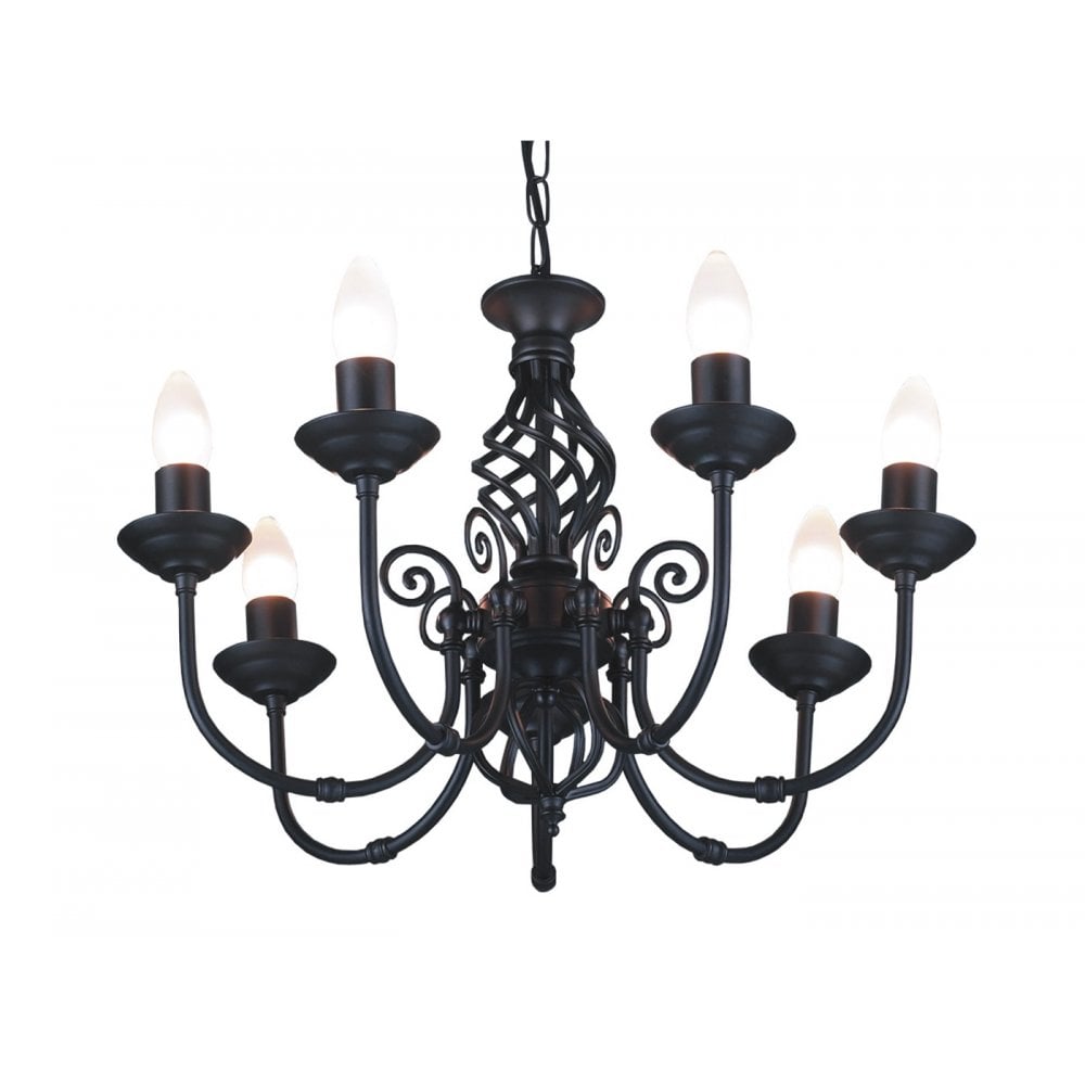 Classic 7 Light Ceiling Pendant Light In Black Finish