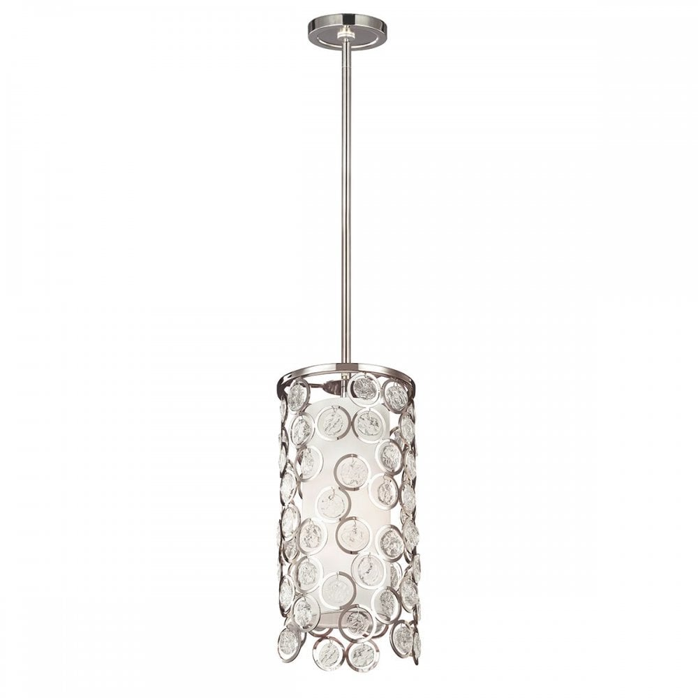 Lexi Stylish Textured Crystal Mini Ceiling Pendant Light In Polished Nickel FE/LEXI/MP