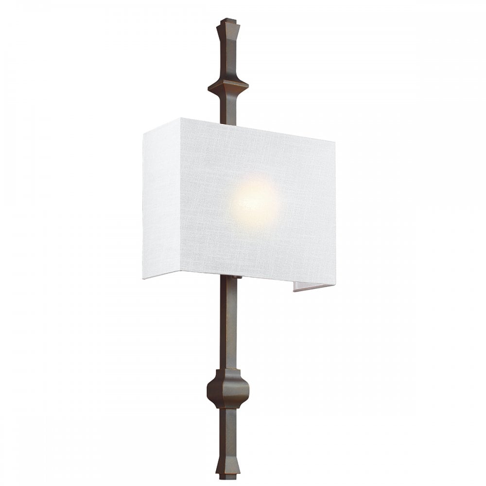 Teva Stylish Single Wall Light In Antique Bronze Finish With White Silk Shade FE/TEVA1 ANBZ