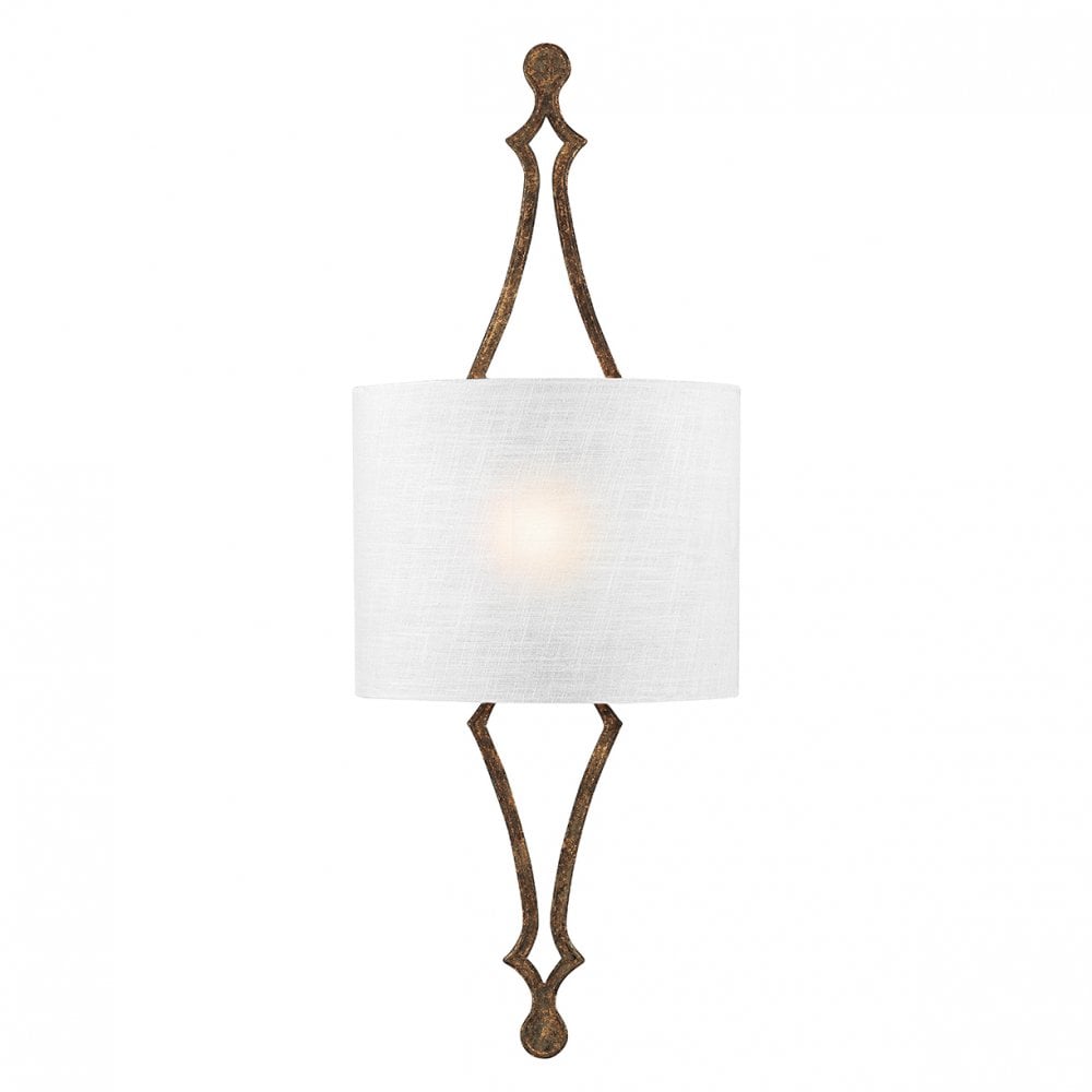 Tilling Stylish Wall Light In Distressed Gold Leaf With White Linen Shade FE/TILLING1 DSGL