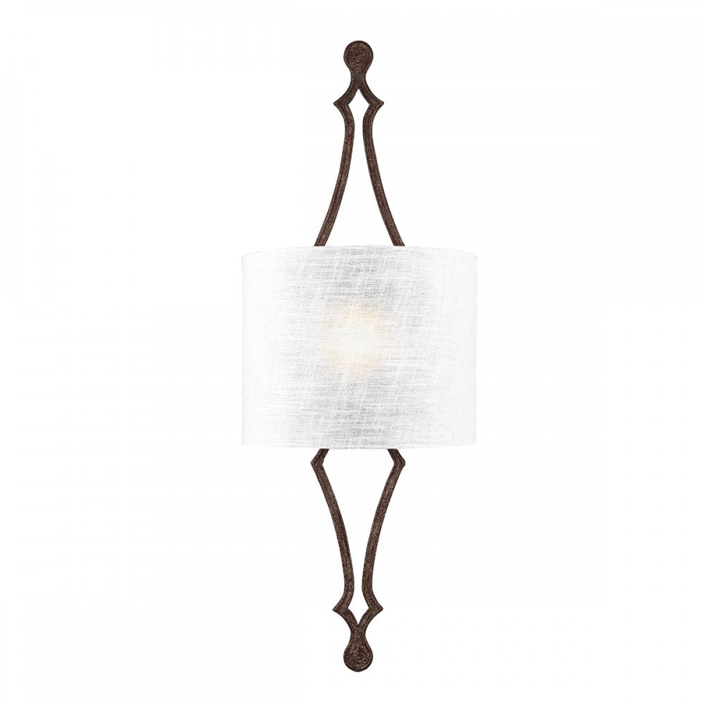Tilling Stylish Wall Light In Weathered Iron With White Linen Shade FE/TILLING1 WI
