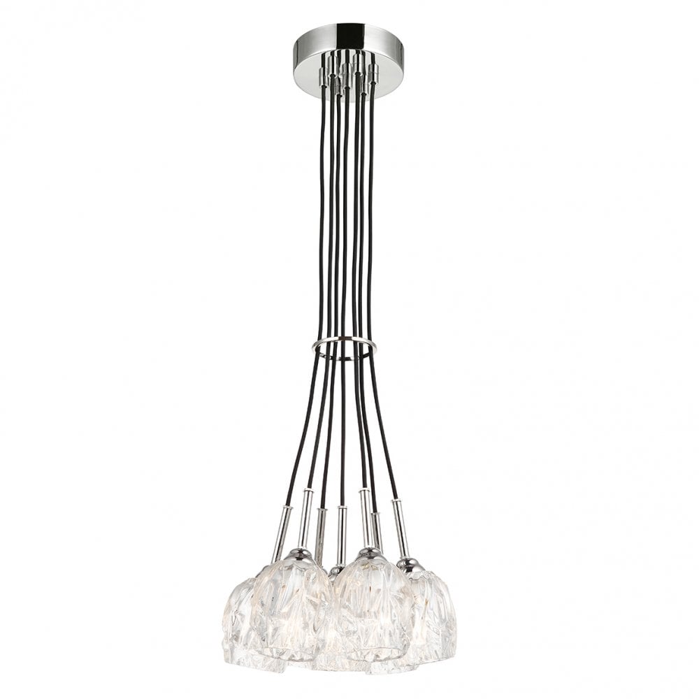 Rubin Elegant Cluster Ceiling Chandelier In Polished Nickel With Glass Shade FE/RUBIN/7P