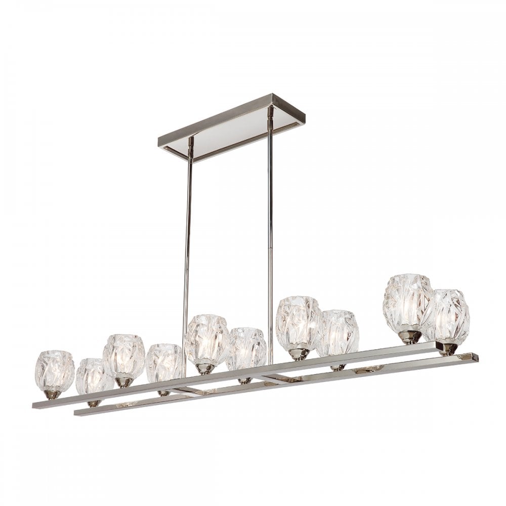 Rubin Elegant 10 Light Island Chandelier In Polished Nickel With Glass Shades FE/RUBIN/ISLE