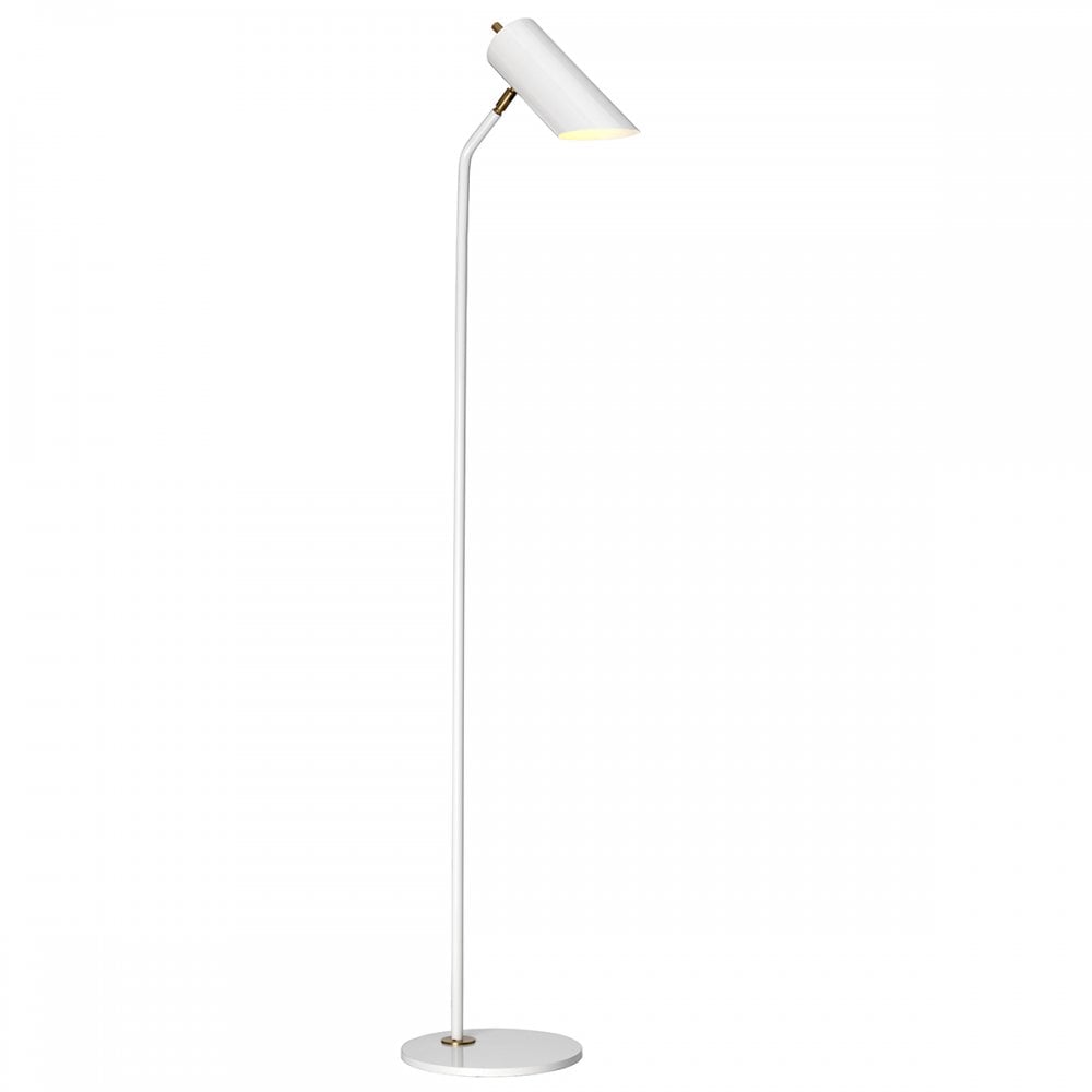 Quinto Modern Single Floor Lamp In White And Aged Brass Finish QUINTO/FL WAB