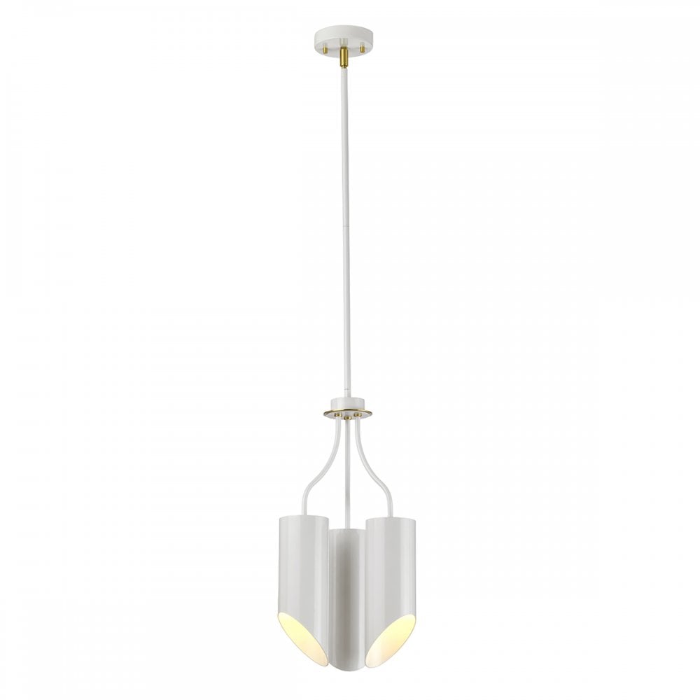 Quinto Modern Ceiling Pendant Light In White And Aged Brass Finish QUINTO3 WAB