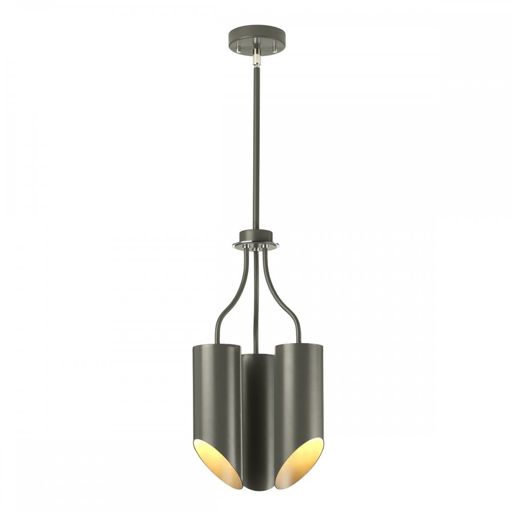 Quinto Modern Ceiling Pendant Light In Grey And Nickel Finish QUINTO3 GPN