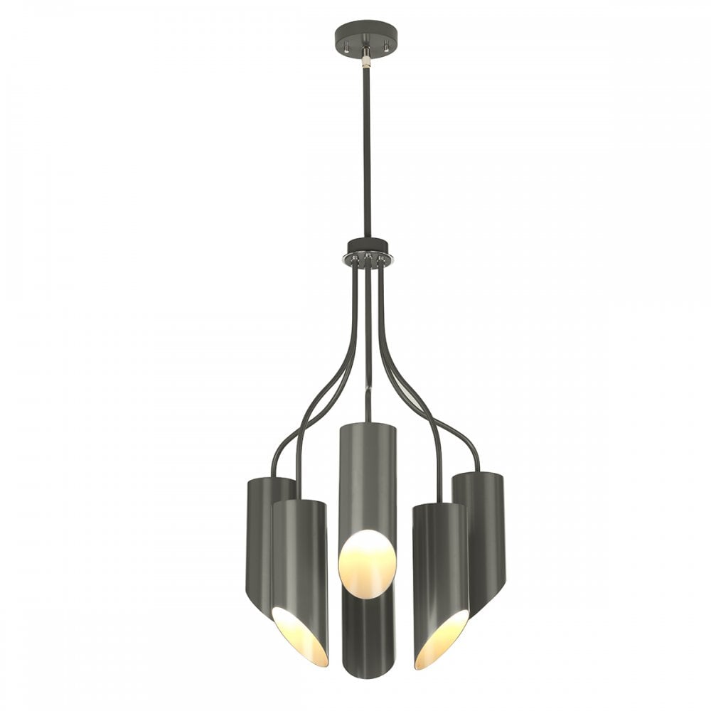 Quinto Modern Ceiling Pendant Light In Grey And Nickel Finish QUINTO6 GPN