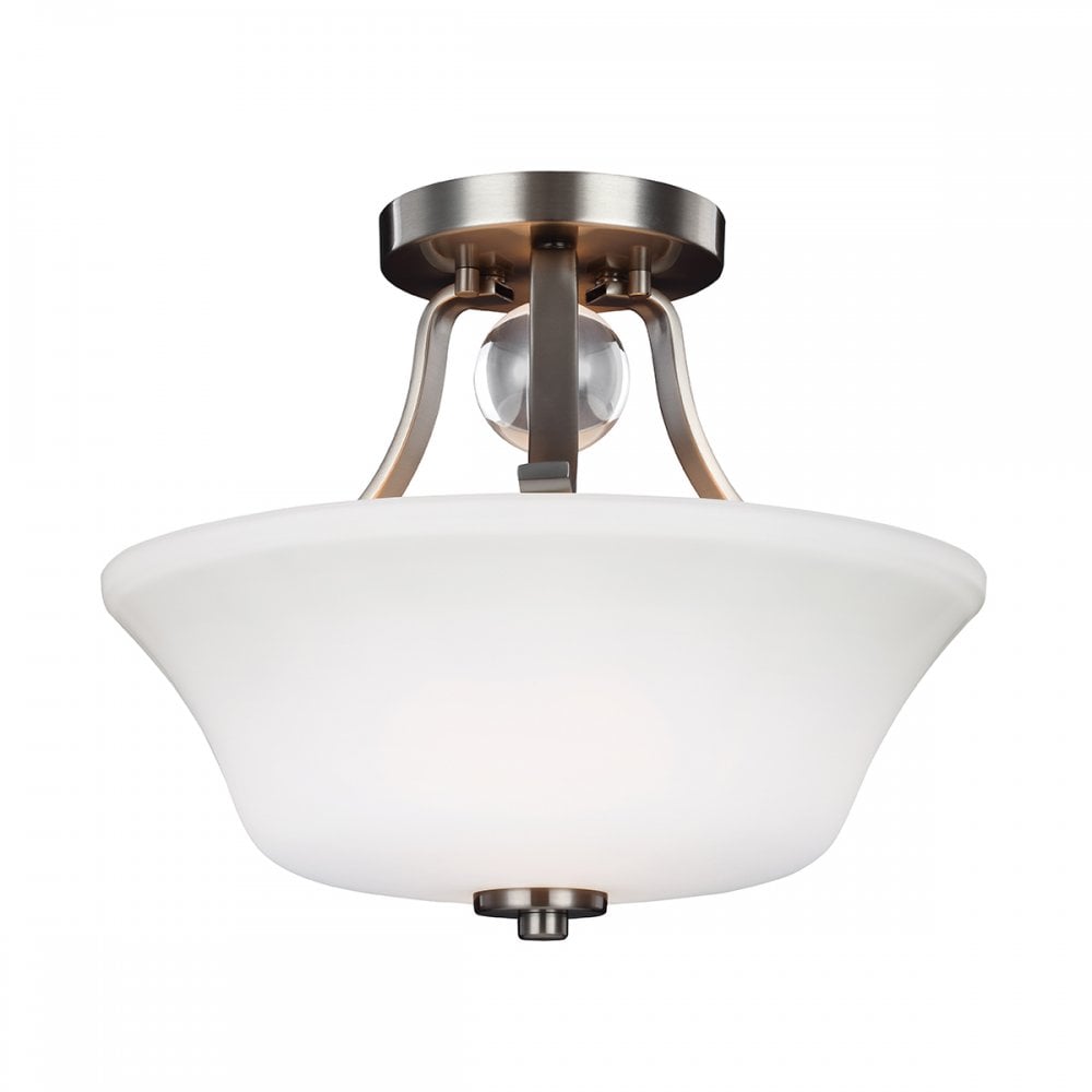 Evington Semi Flush Ceiling Light In Satin Nickel Finish FE/EVINGTN/SF SN