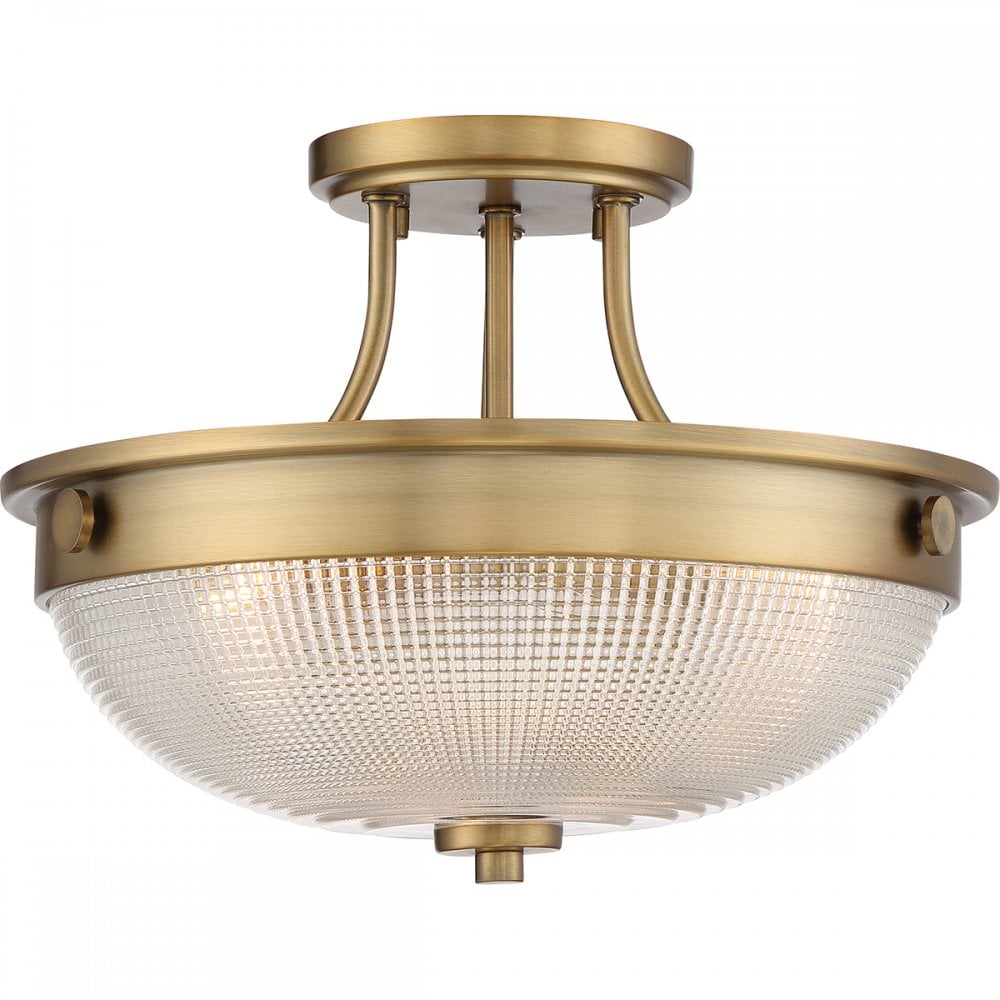 Mantle Classic Semi Flush Ceiling Light In Weathered Brass Finish QZ/MANTLE/SF WS