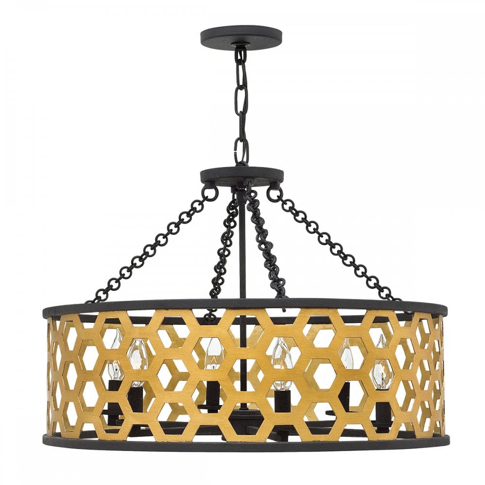 Felix 6 Light Ceiling Pendant Light In Gold And Black Finish HK/FELIX/6P