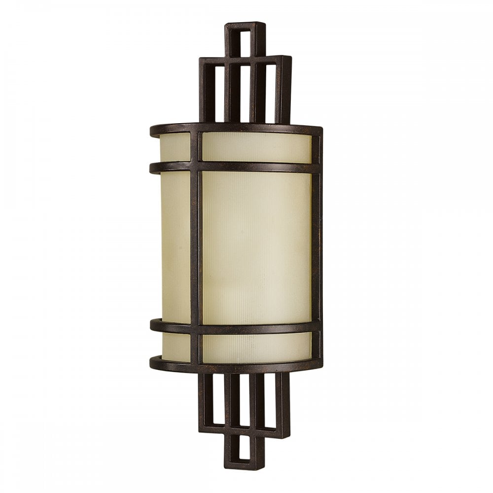 Fusion Stylish Wall Light In Grecian Bronze Finish With Amber Ribbed Glass FE-FUSION1