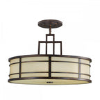 Fusion Stylish Ceiling Pendant Light In Grecian Bronze With Amber Glass FE-FUSION-P-L