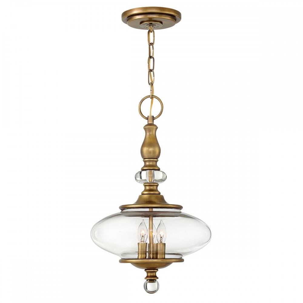 Wexley Traditional 3 Light Ceiling Pendant In Heritage Brass Finish HK/WEXLEY/3P HB