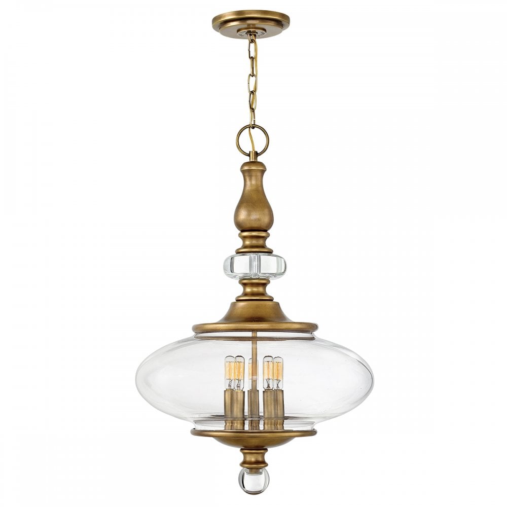 Wexley Traditional 5 Light Ceiling Pendant In Heritage Brass Finish HK/WEXLEY/5P HB