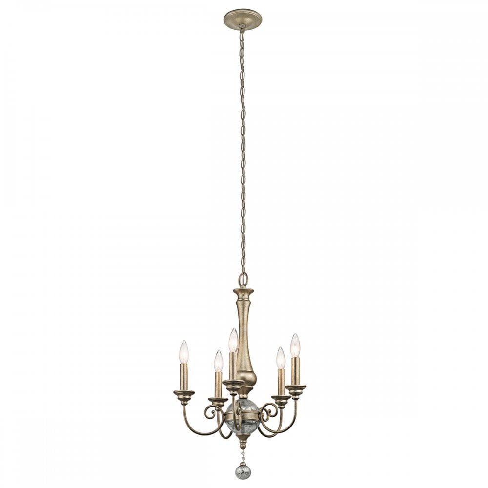 Rosalie Classic 5 Light Mini Chandelier In Sterling Gold Finish KL/ROSALIE/5A
