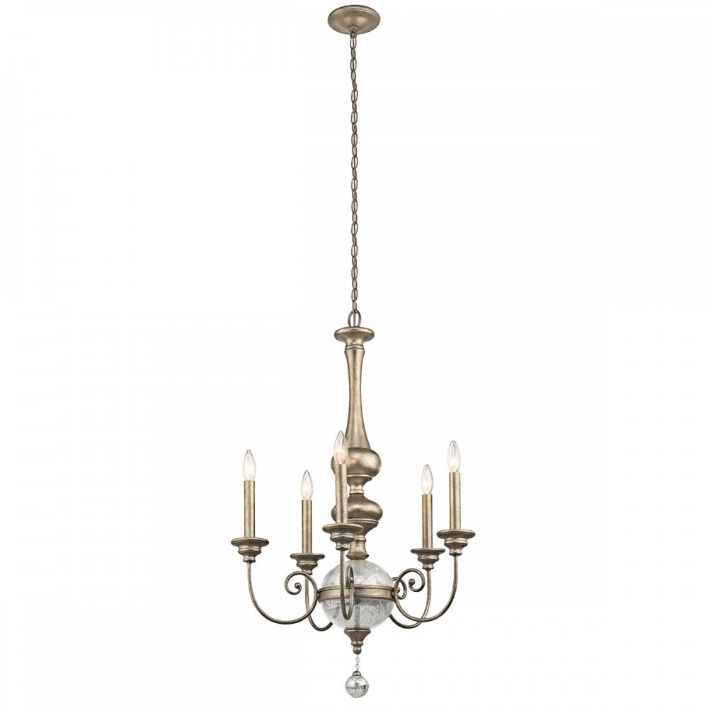 Rosalie Classic 5 Light Chandelier In Sterling Gold Finish KL/ROSALIE/5B