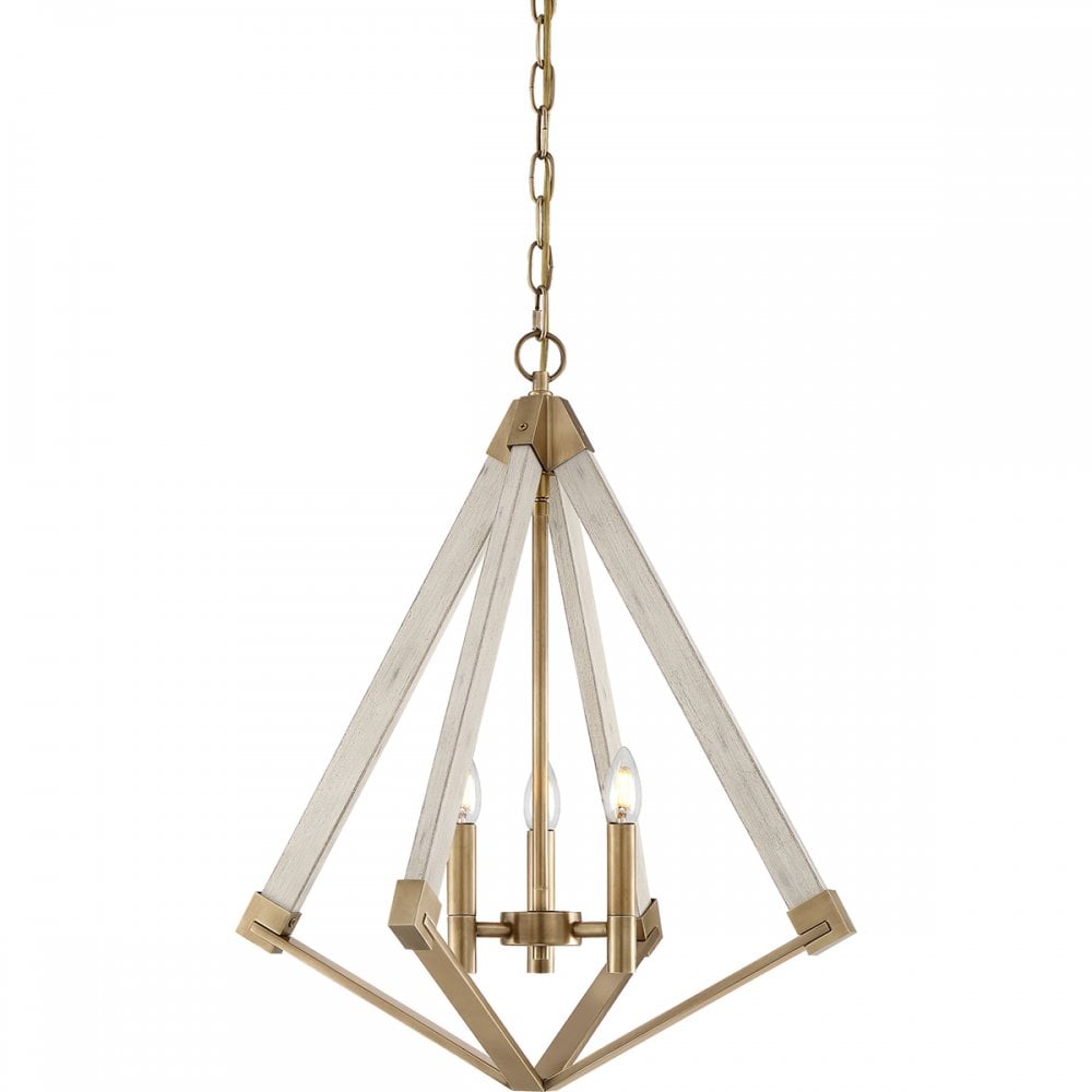 Viewpoint Ceiling Chandelier In Brass And Whitewashed Wood Finish QZ/VIEWPOINT/S