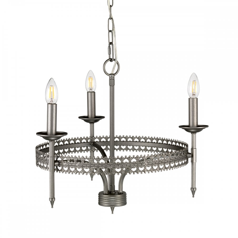 Crown Classic 3 Light Chandelier In Iron Gate Finish CROWN3