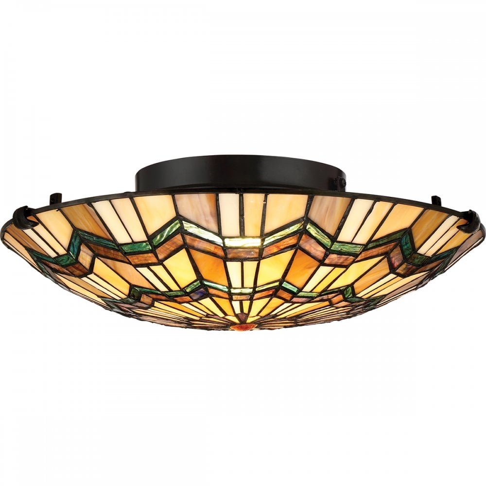 Alton Classic Tiffany Flush Ceiling Light In Valiant Bronze Finish QZ/ALCOTT/F