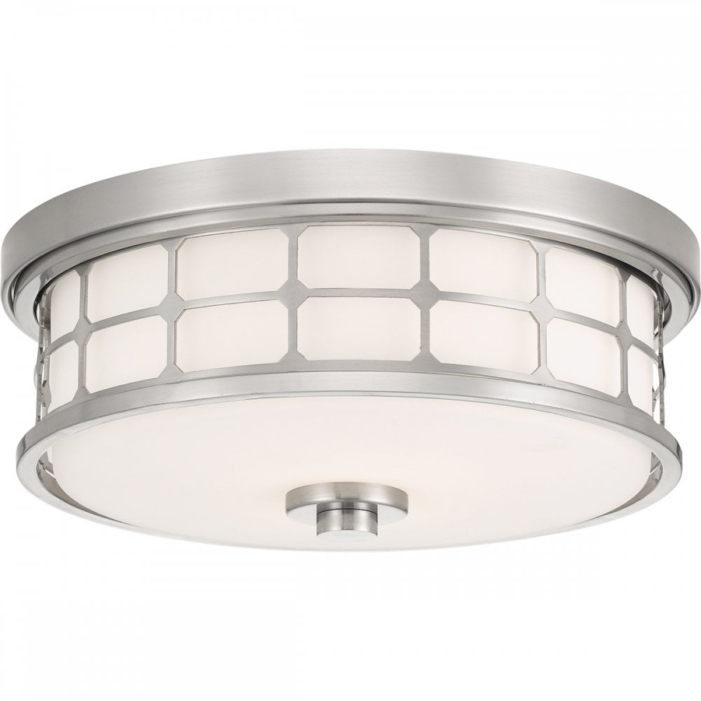 Guardian Stylish Bathroom Flush Ceiling Light In Brushed Nickel Finish QZ/GUARDIAN/F BN