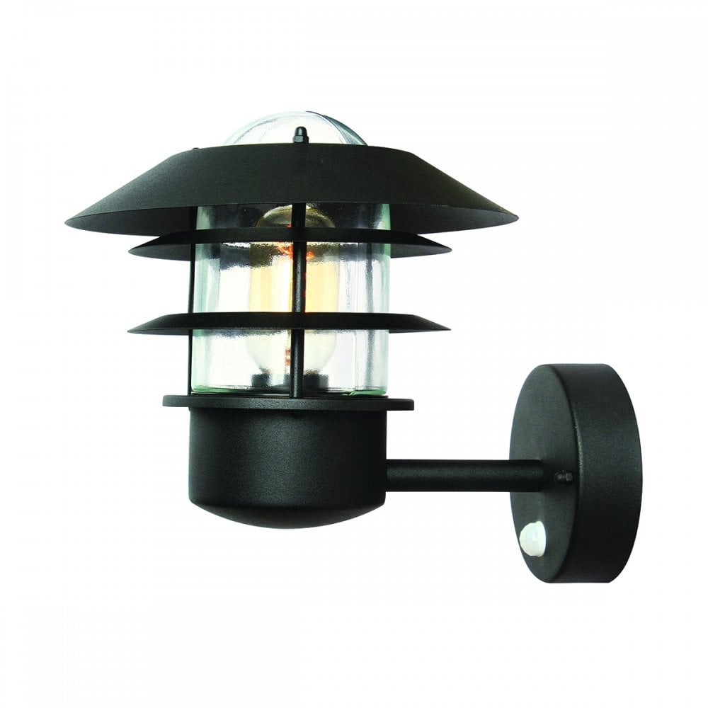 Helsingor Outdoor PIR Wall Lantern In Matt Black Finish IP44 HELSINGOR PIR BK