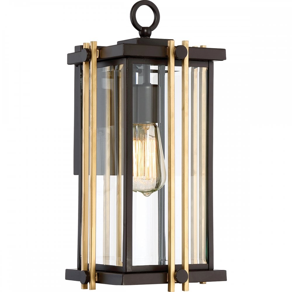 Golden Rod Medium Outdoor Wall Lantern In Bronze And Gold Finish QZ/GOLDENROD2/M