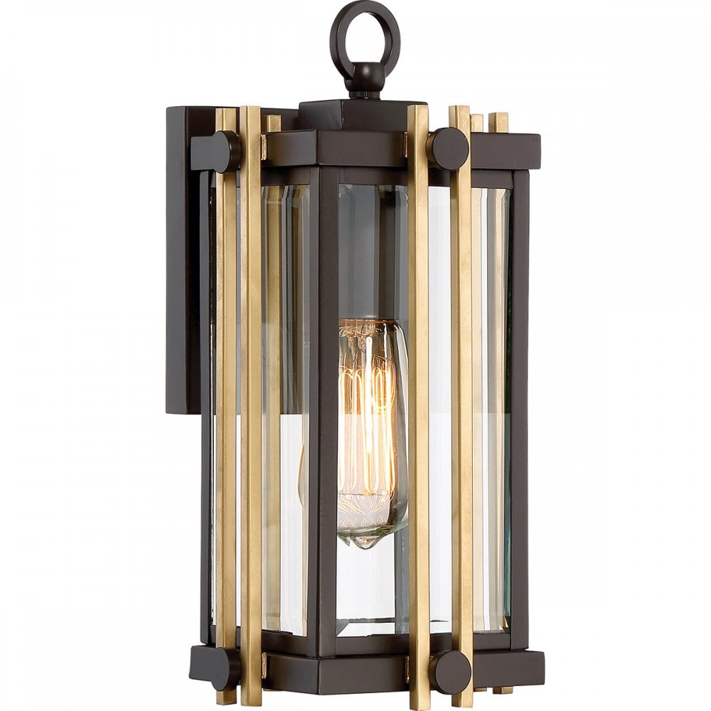 Golden Rod Small Outdoor Wall Lantern In Bronze And Gold Finish QZ/GOLDENROD2/S