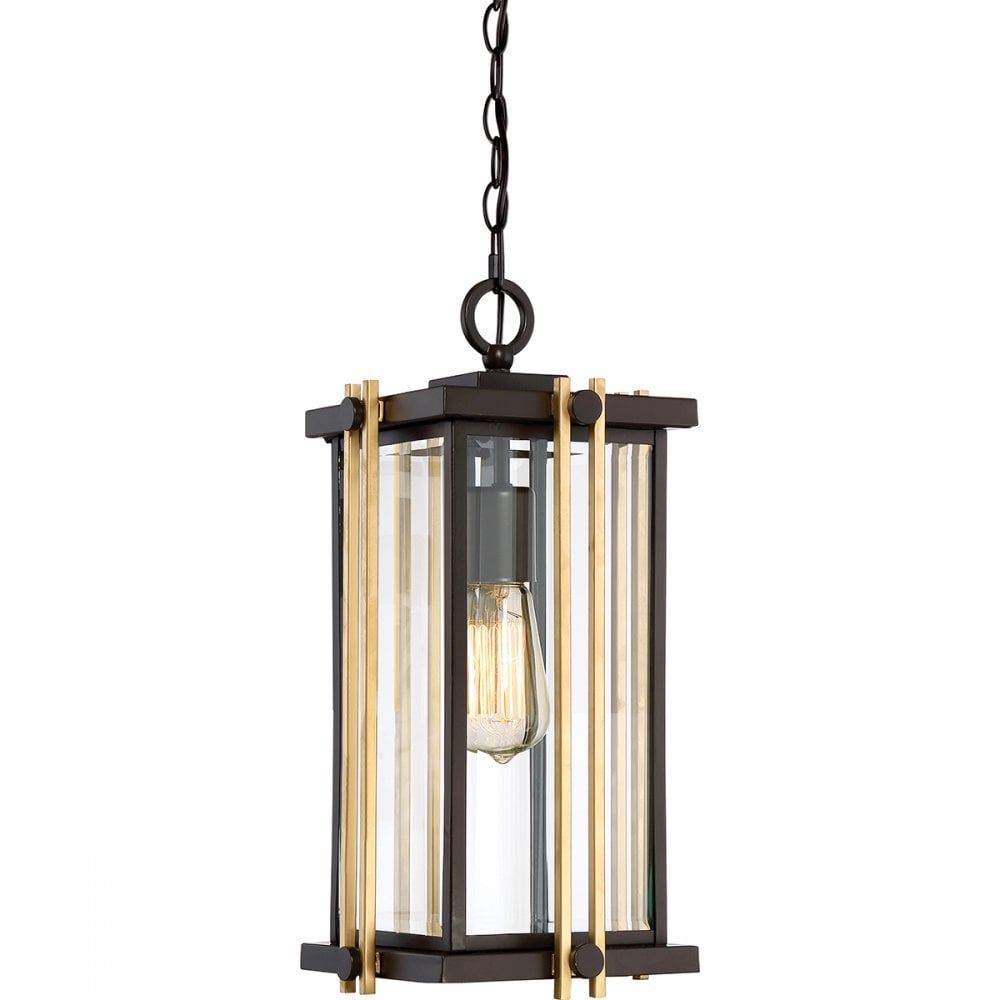 Golden Rod Outdoor Chain Lantern In Bronze And Gold Finish QZ/GOLDENROD8/M