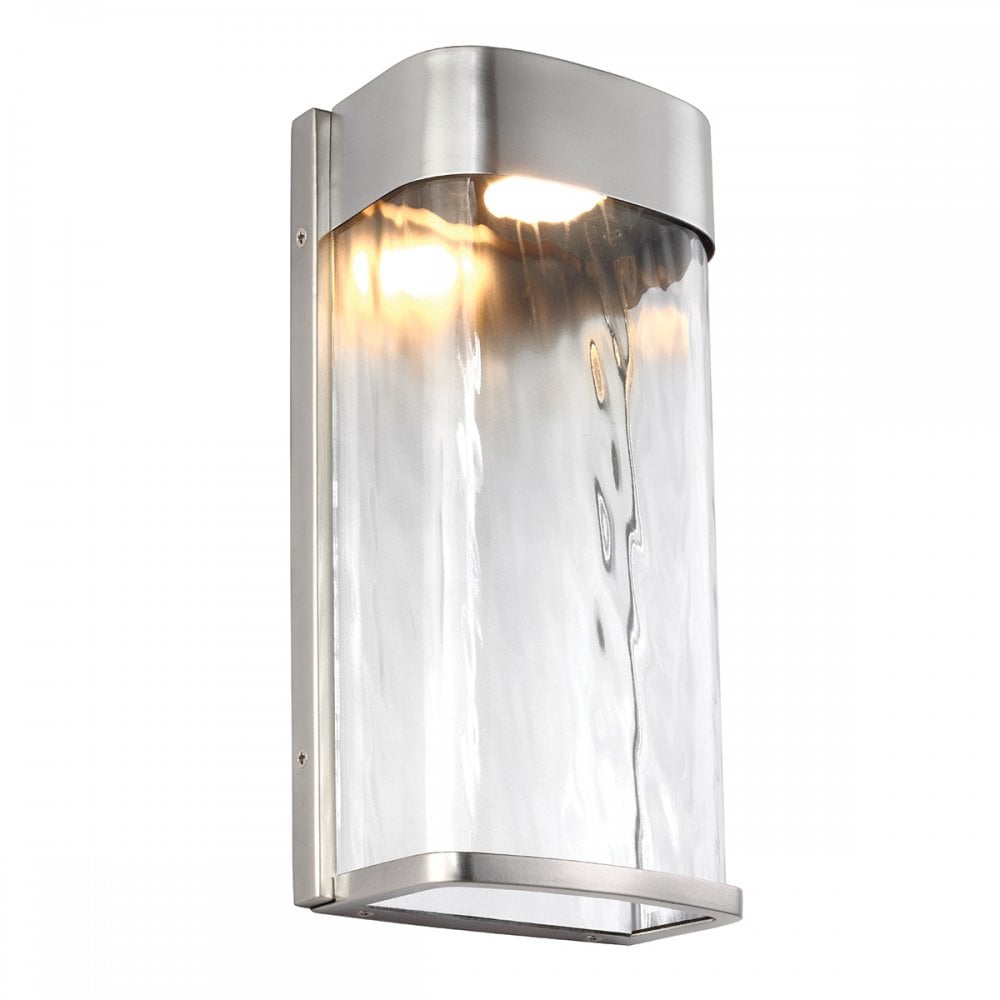 Bennie Outdoor Large LED Wall Lantern In Brushed Steel Finish FE/BENNIE/L PBS