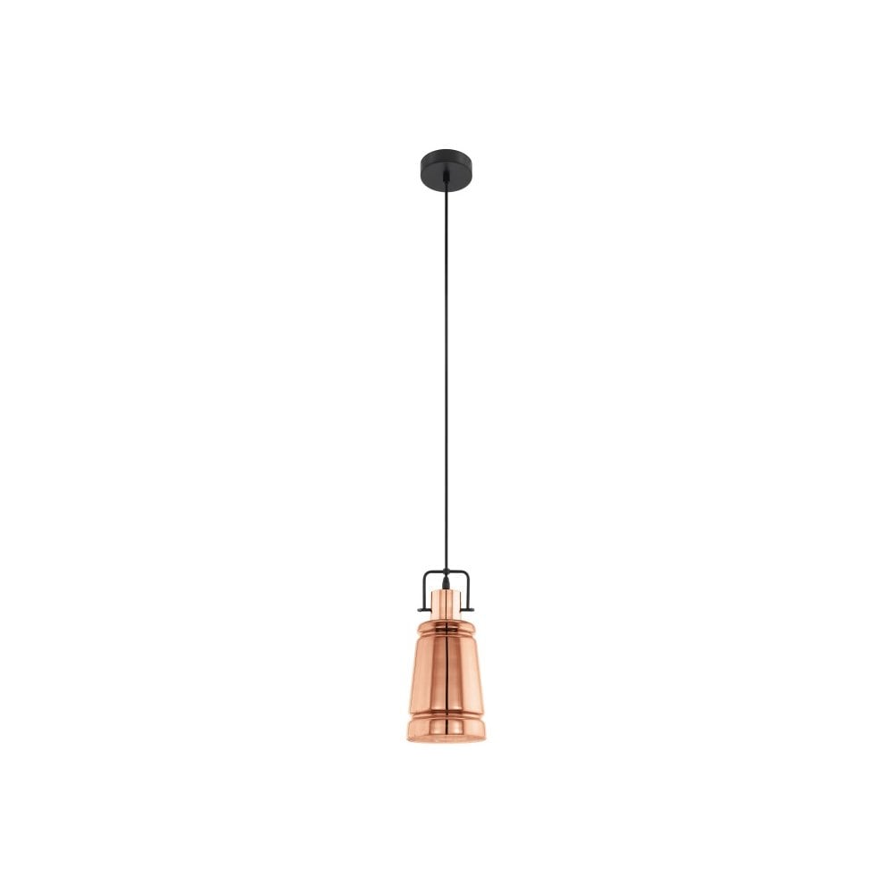 Frampton Vintage Ceiling Pendant Light In Copper And Black Finish 49153