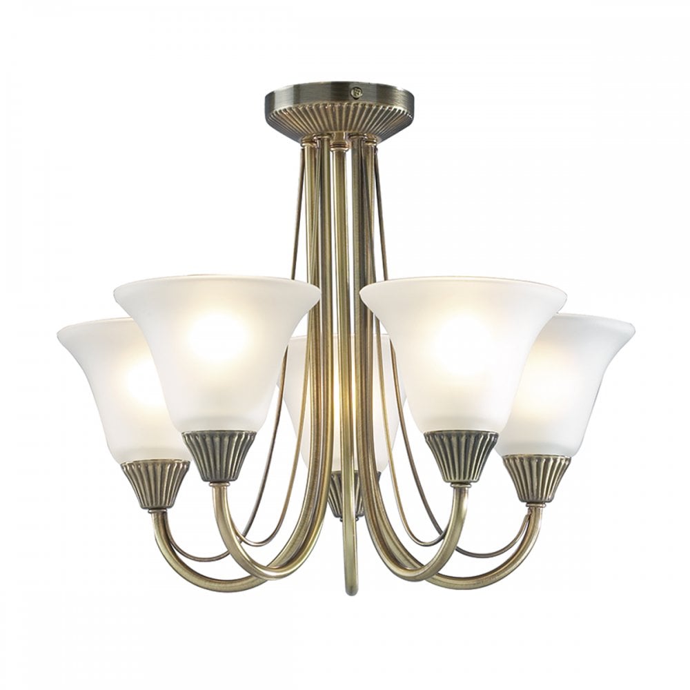 BOS05 Ceiling Pendant  in Antique brass with 5 Lights