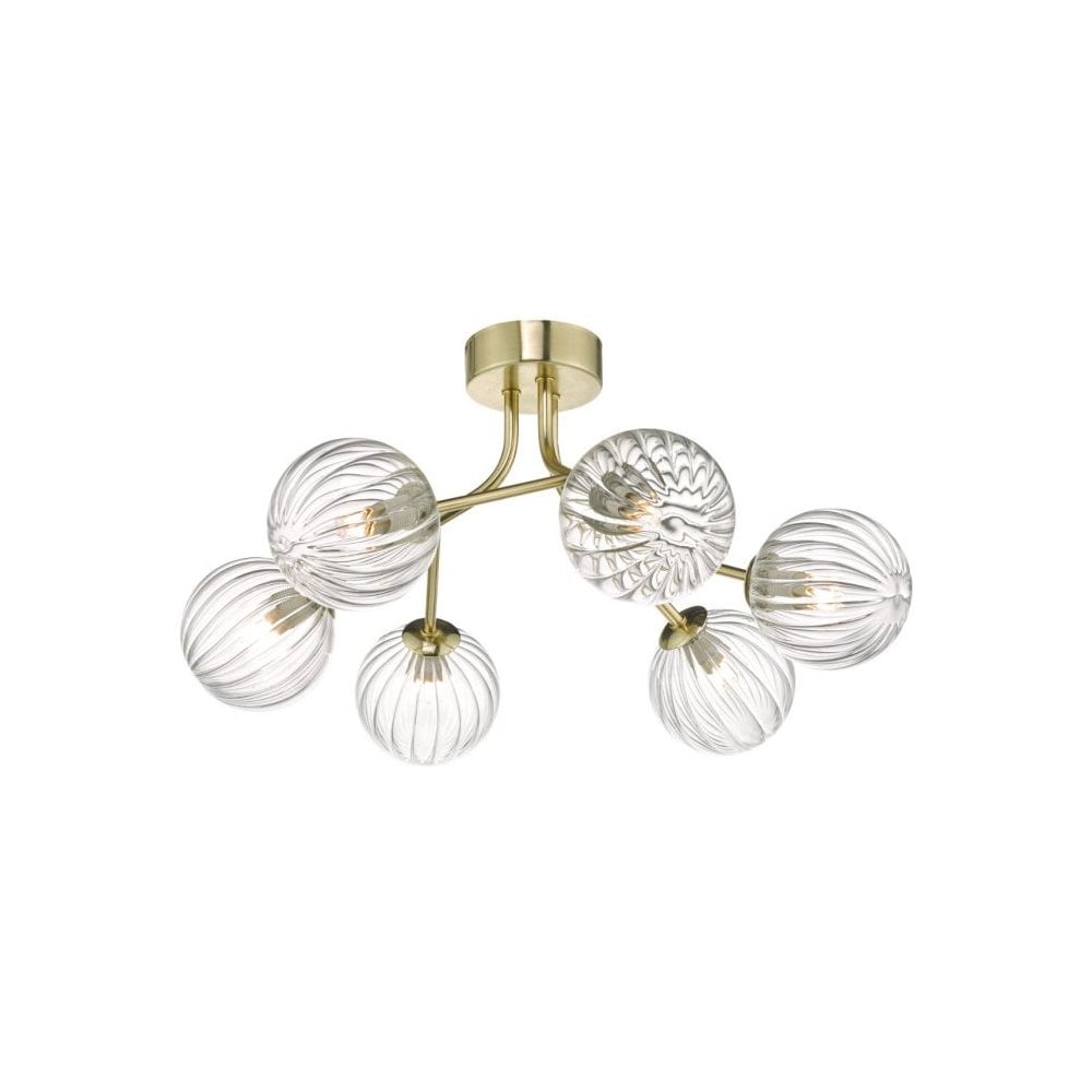 Yiska Contemporary 6 Light Semi Flush Light In Gold Finish YIS6435